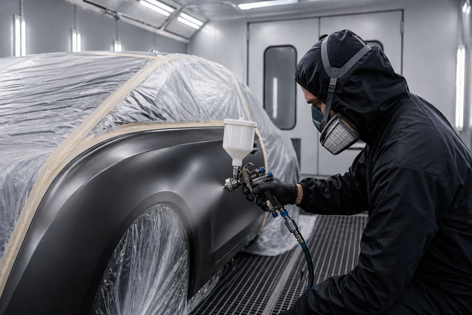 Professional car body repair workshop